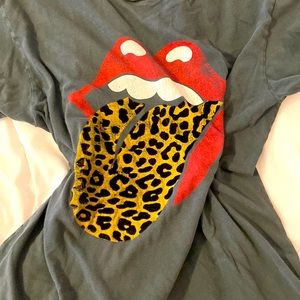 Leopard velvet tongue Rolling Stones t shirt
